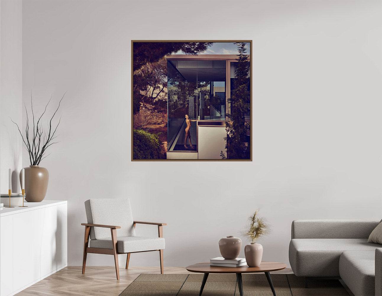 Floater Frames/ Print size 120x120cm - palm and panther