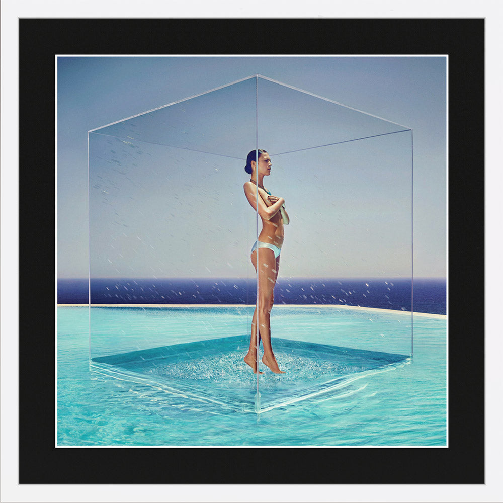 Quadrate White wood Gallery Frame. Print Size 120x120cm - palm and panther