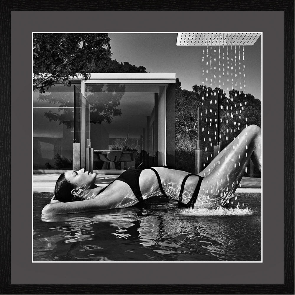 Quadrate Black wood Gallery Frame. Print Size 120x120cm - palm and panther